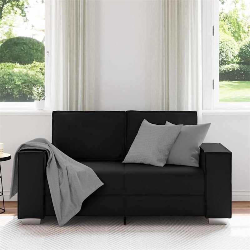 Bowery Hill Contemporary Artificial Leather Single Sofa Chair in Black