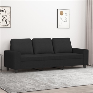 Bowery Hill Contemporary 3-Seater Sofa in Black Finish Polyester