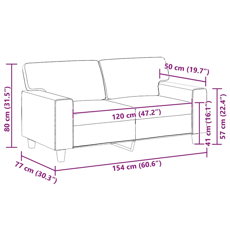 Bowery Hill Contemporary 2-Seater Sofa in Black Faux Leather