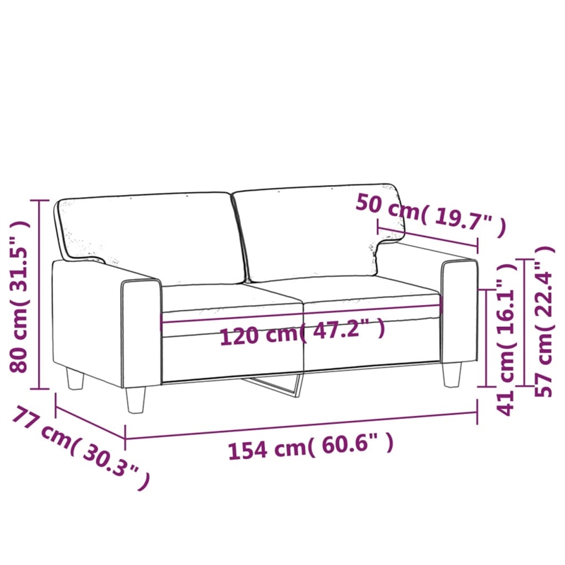 Bowery Hill Contemporary 2-Seater Sofa in Black Faux Leather