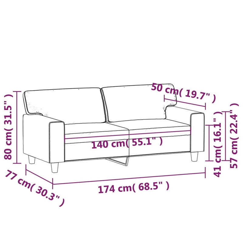 Bowery Hill Contemporary 2-Seater Sofa in Black Faux Leather