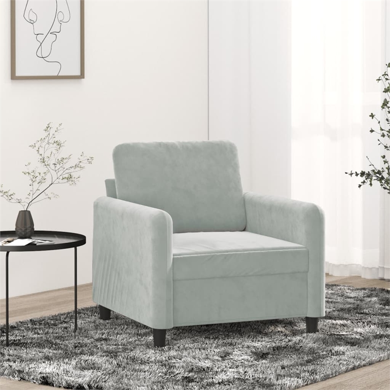 Bowery Hill Contemporary Single Sofa Chair in Light Grey Polyester