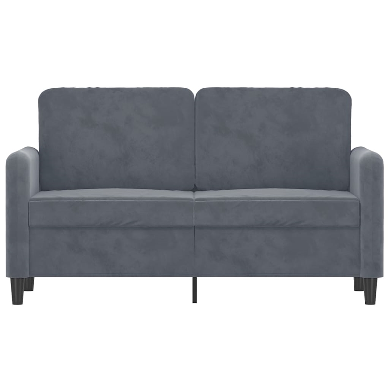 Bowery Hill Contemporary Velvet 2-Seater Sofa in Dark Gray Finish