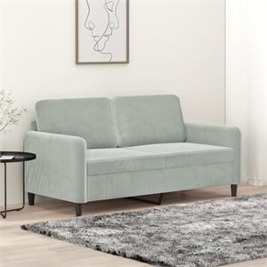 Bowery Hill Contemporary 2-Seater Sofa in Light Grey Polyester