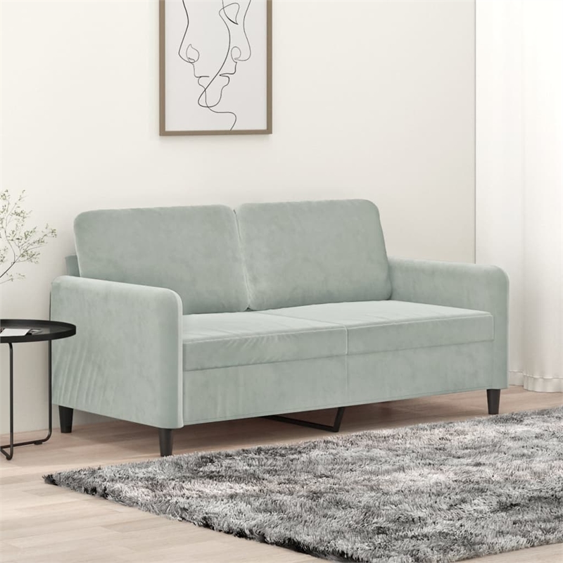 Bowery Hill Contemporary 2-Seater Sofa in Light Grey Polyester