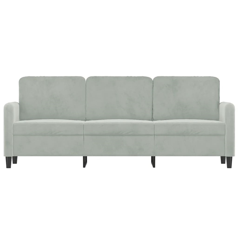 Bowery Hill Metal 3-Seater Sofa in Light Grey Polyester Velvet