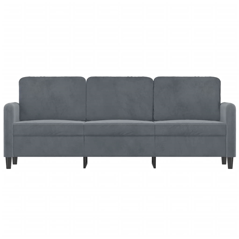 Bowery Hill Metal 3-Seater Sofa in Dark Grey Polyester Velvet
