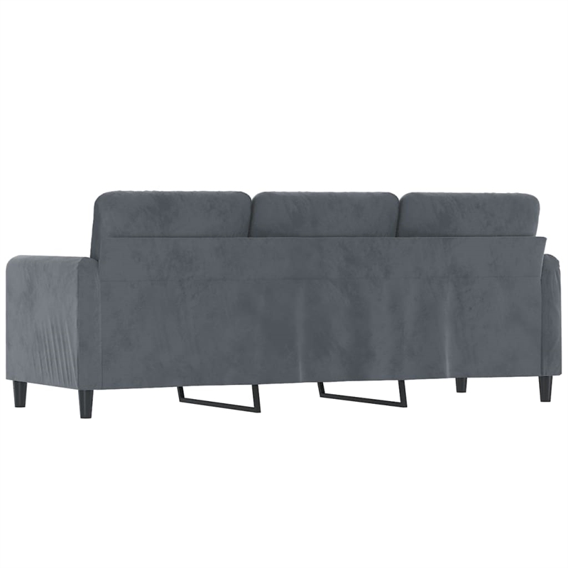 Bowery Hill Metal 3-Seater Sofa in Dark Grey Polyester Velvet
