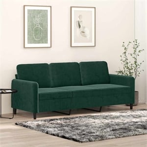 Bowery Hill Contemporary Metal 3-Seater Sofa in Dark Green Velvet