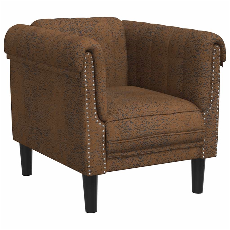 Bowery Hill Contemporary Polyester Single Sofa Chair in Brown
