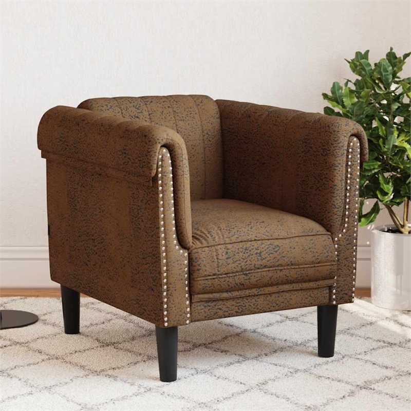 Bowery Hill Contemporary Polyester Single Sofa Chair in Brown