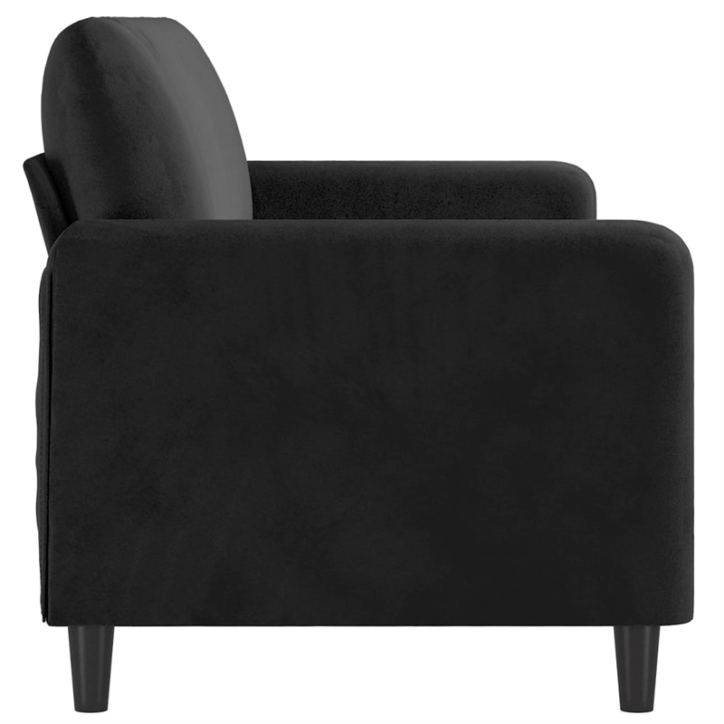 Bowery Hill Contemporary Metal 3-Seater Sofa in Black Velvet