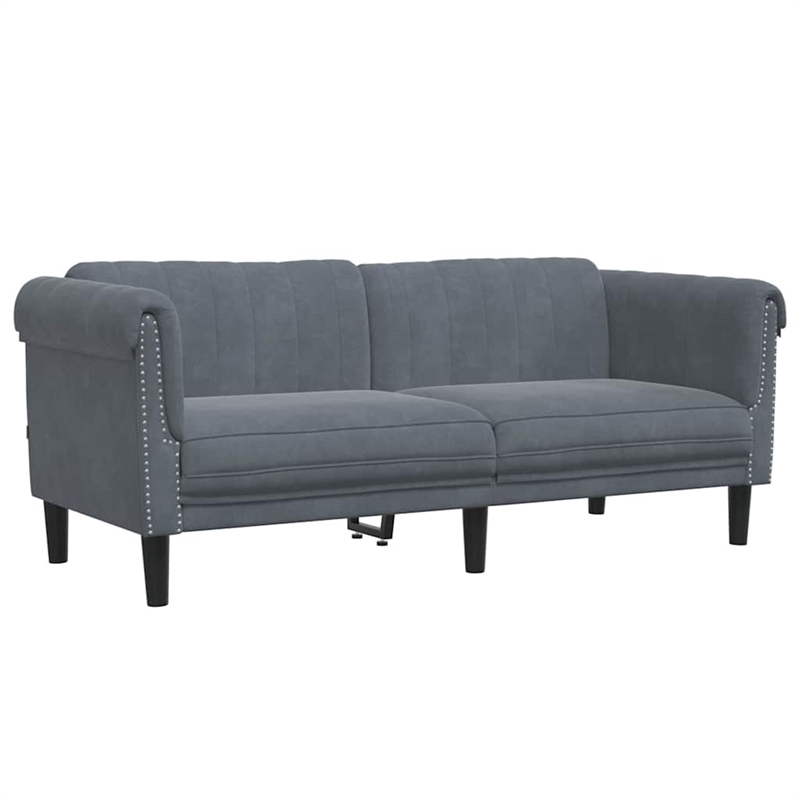 Bowery Hill Contemporary Sofa in Dark Grey Finish Polyester Velvet