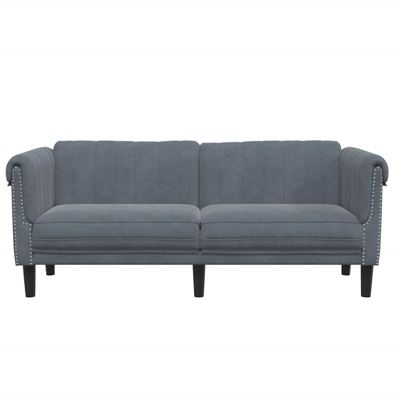 Bowery Hill Contemporary Sofa in Dark Grey Finish Polyester Velvet