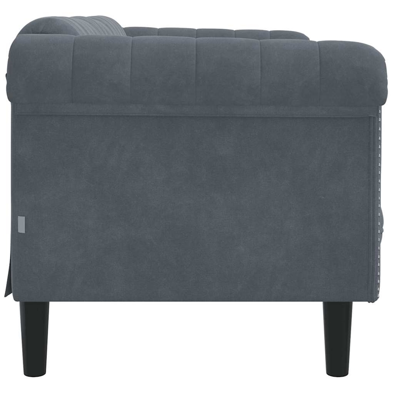 Bowery Hill Contemporary Sofa in Dark Grey Finish Polyester Velvet
