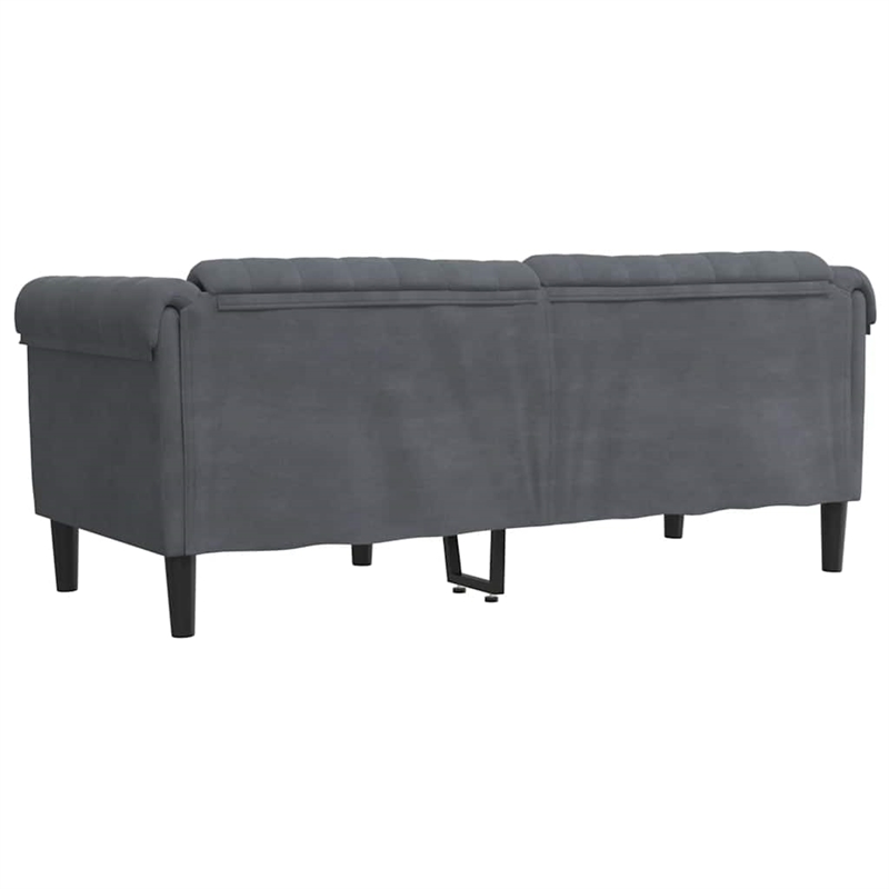 Bowery Hill Contemporary Sofa in Dark Grey Finish Polyester Velvet