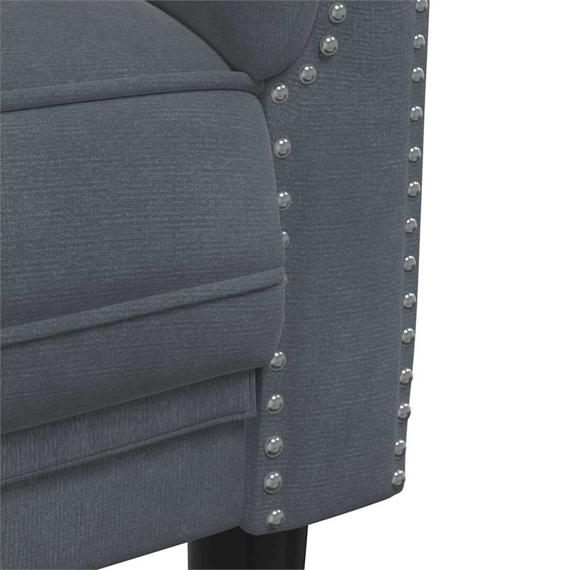 Bowery Hill Contemporary Sofa in Dark Grey Finish Polyester Velvet
