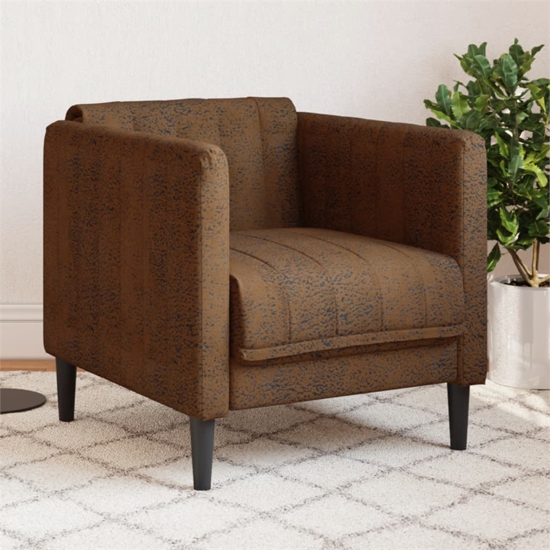 Bowery Hill Contemporary Polyester Single Sofa Chair in Brown