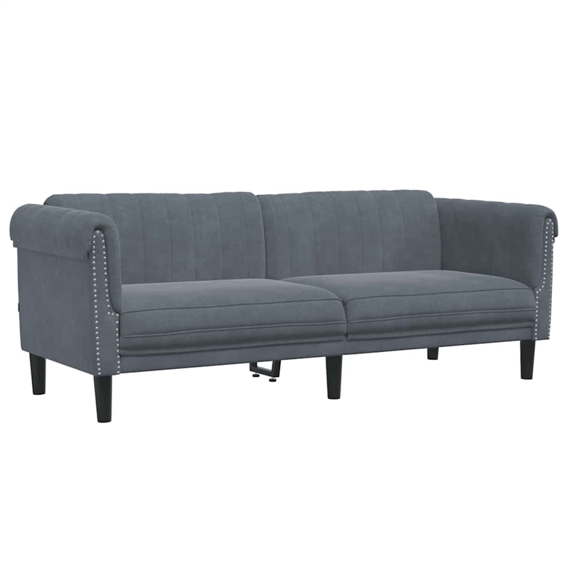 Bowery Hill Contemporary Sofa in Dark Grey Finish Polyester Velvet
