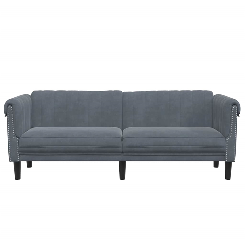 Bowery Hill Contemporary Sofa in Dark Grey Finish Polyester Velvet