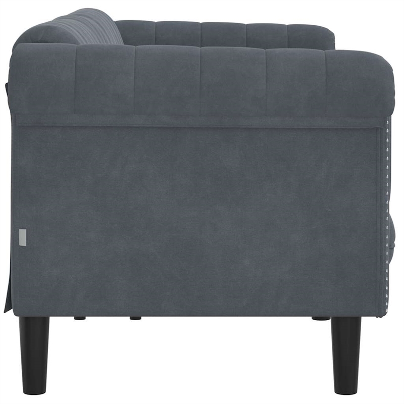 Bowery Hill Contemporary Sofa in Dark Grey Finish Polyester Velvet
