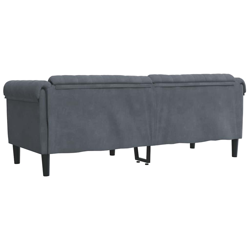 Bowery Hill Contemporary Sofa in Dark Grey Finish Polyester Velvet