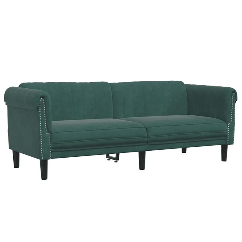 Bowery Hill Contemporary Sofa in Dark Green Polyester Velvet