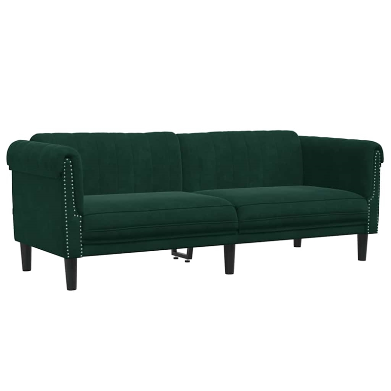 Bowery Hill Contemporary Sofa in Dark Green Polyester Velvet