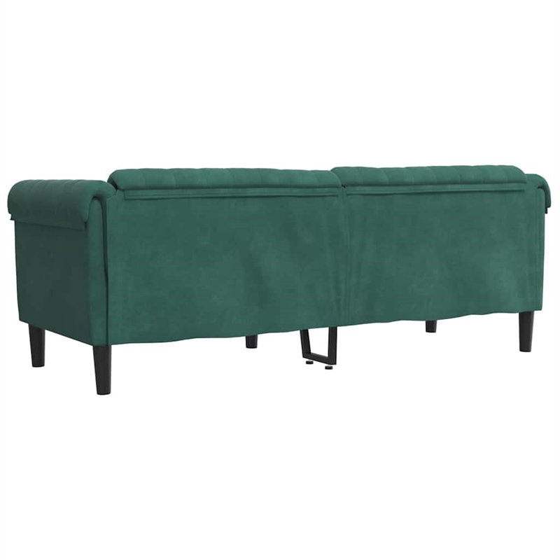 Bowery Hill Contemporary Sofa in Dark Green Polyester Velvet
