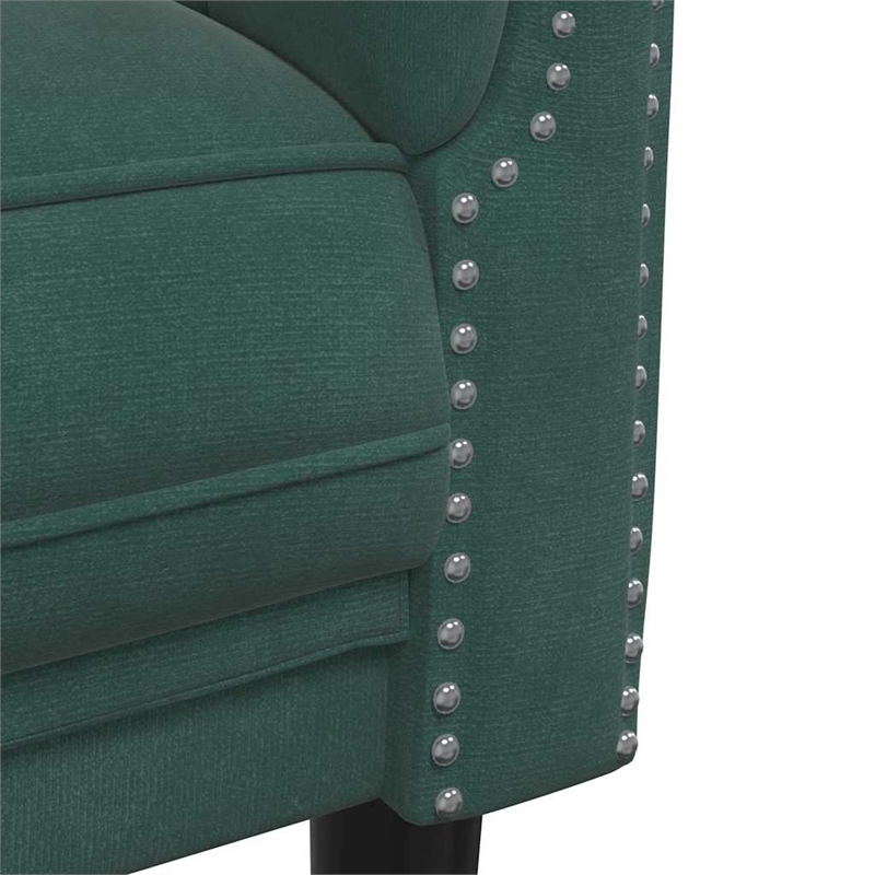 Bowery Hill Contemporary Sofa in Dark Green Polyester Velvet