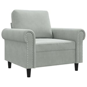 Bowery Hill Contemporary Single Sofa Chair in Light Grey Velvet