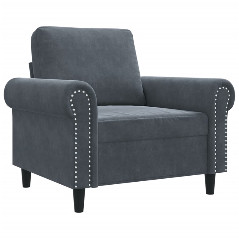 Bowery Hill Contemporary Single Sofa Chair in Dark Grey Polyester