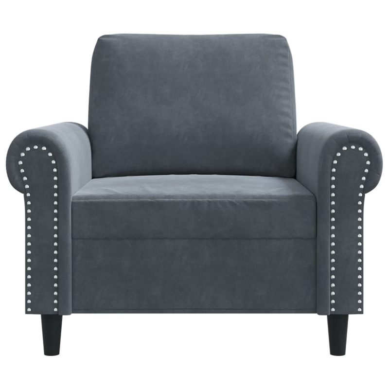 Bowery Hill Contemporary Single Sofa Chair in Dark Grey Polyester
