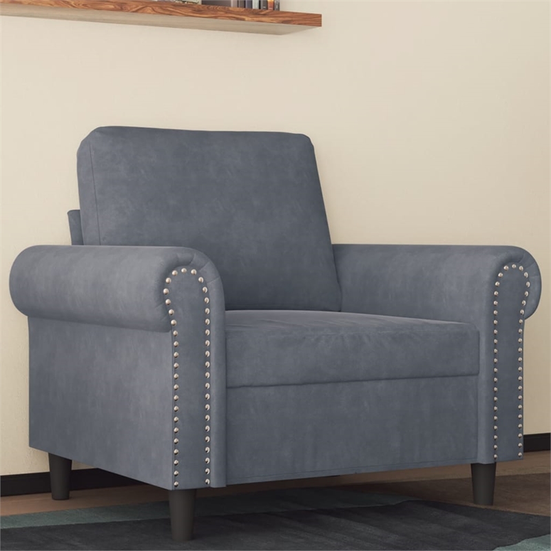 Bowery Hill Contemporary Single Sofa Chair in Dark Grey Polyester