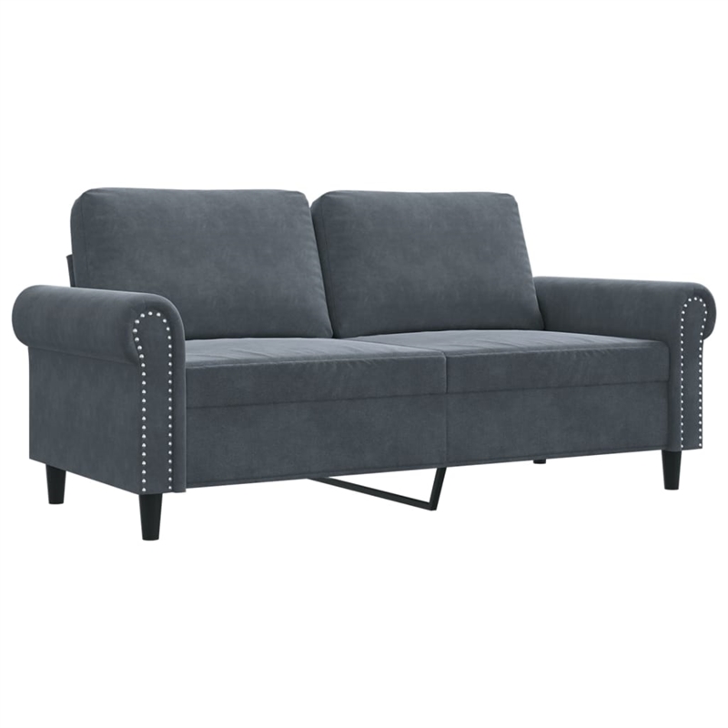 Bowery Hill Contemporary Metal 2-Seater Sofa in Dark Gray Polyester