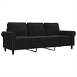 Bowery Hill Contemporary Rectangular 3-Seater Sofa in Black Velvet