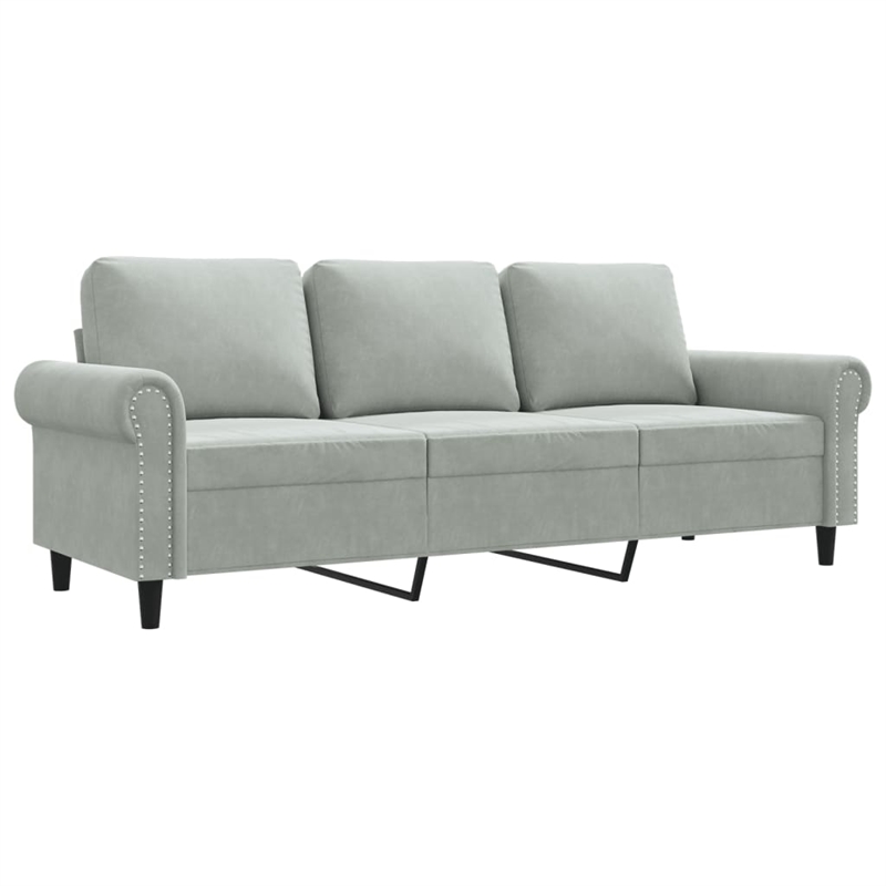 Bowery Hill Contemporary Metal 3-Seater Sofa in Light Grey Polyester