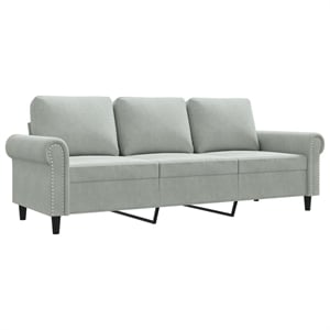 Bowery Hill Contemporary Metal 3-Seater Sofa in Light Grey Polyester