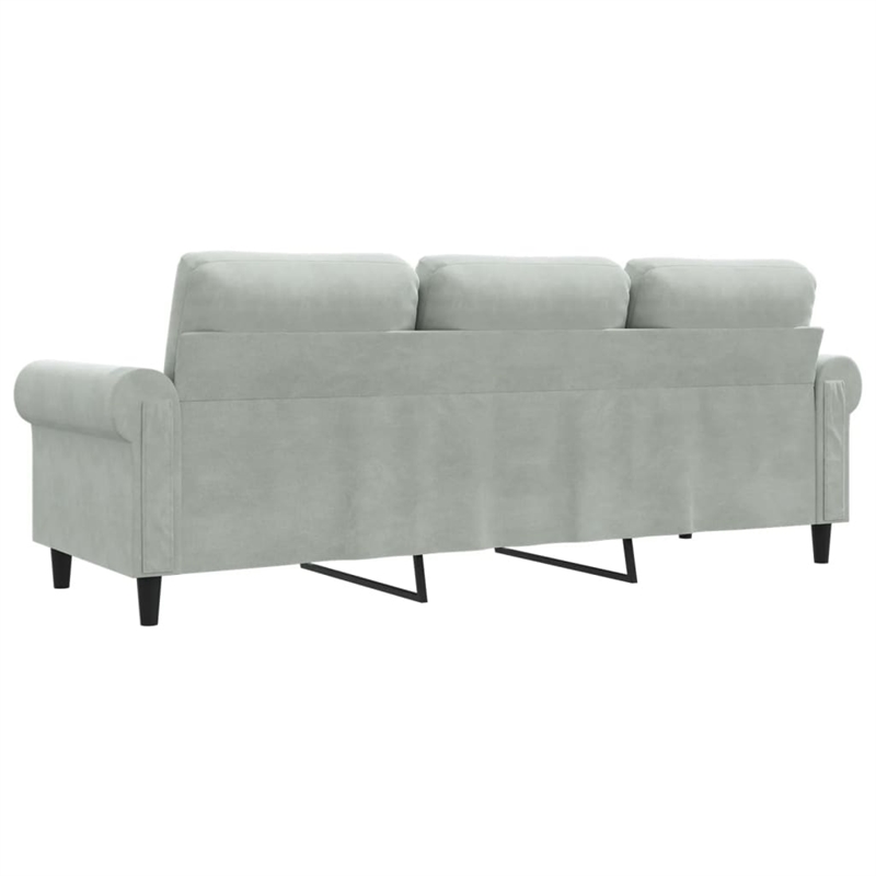 Bowery Hill Contemporary Metal 3-Seater Sofa in Light Grey Polyester