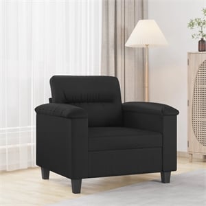 Bowery Hill Contemporary Faux Leather Single Sofa Chair in Black