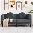 Bowery Hill Contemporary Rectangular Sofa in Dark Gray Polyester Velvet