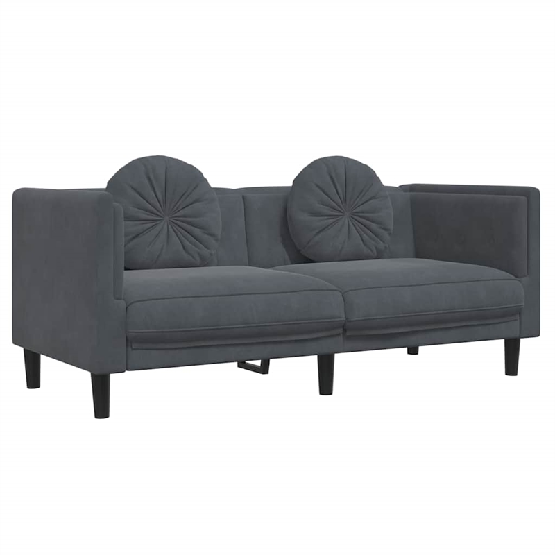 Bowery Hill Contemporary Rectangular Sofa in Dark Gray Polyester Velvet