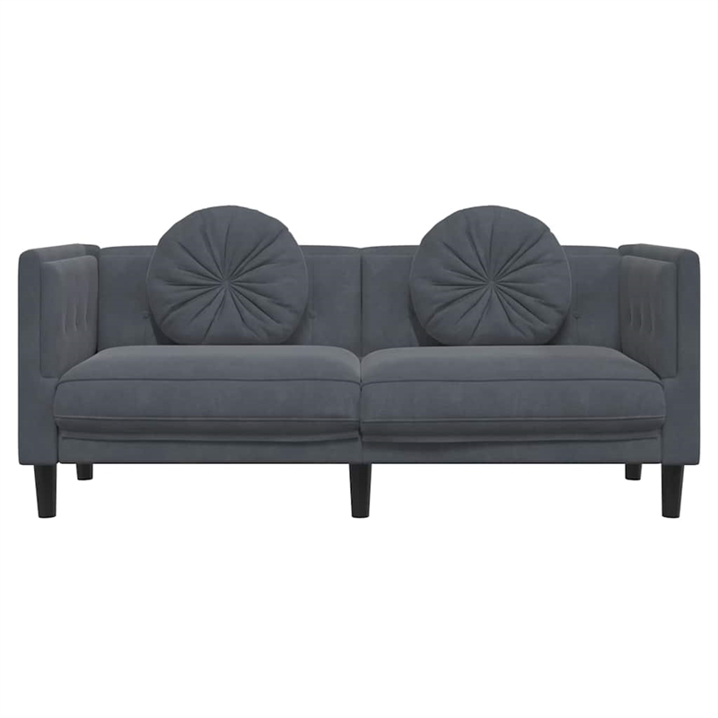 Bowery Hill Contemporary Rectangular Sofa in Dark Gray Polyester Velvet