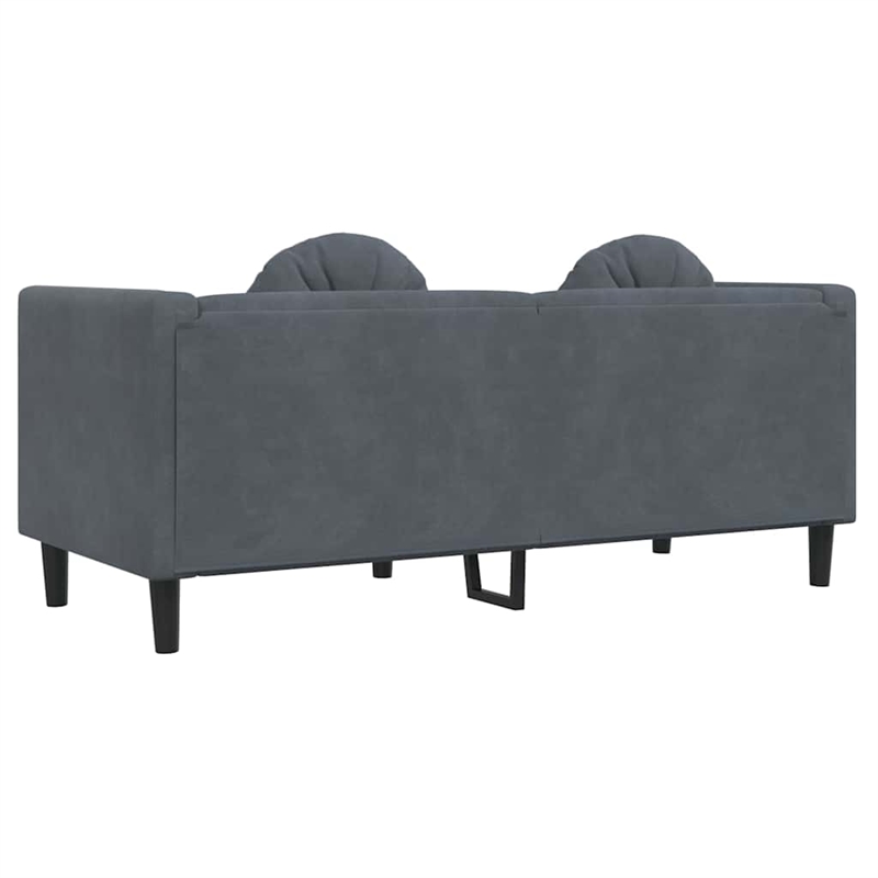 Bowery Hill Contemporary Rectangular Sofa in Dark Gray Polyester Velvet