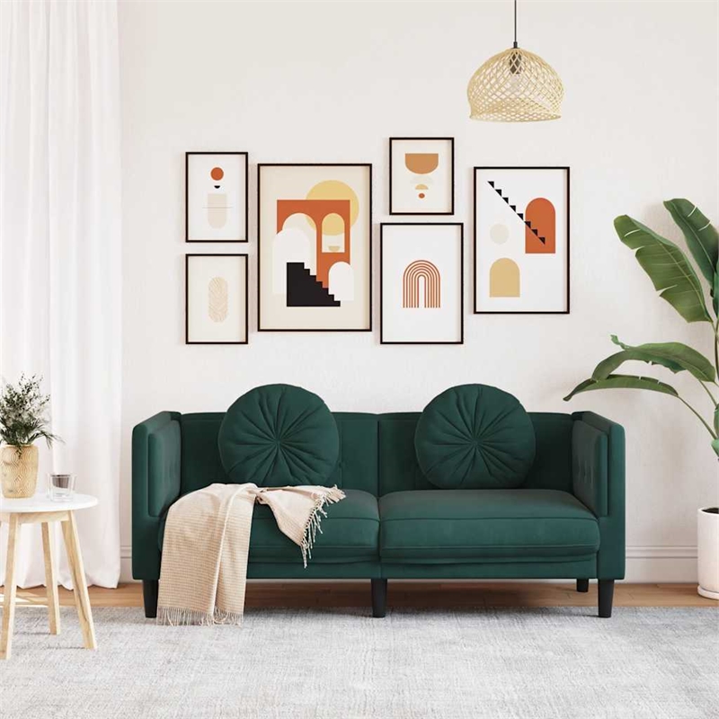 Bowery Hill Modern / Contemporary Sofa in Dark Green Polyester