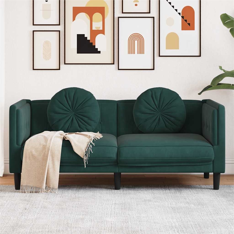Bowery Hill Modern / Contemporary Sofa in Dark Green Polyester