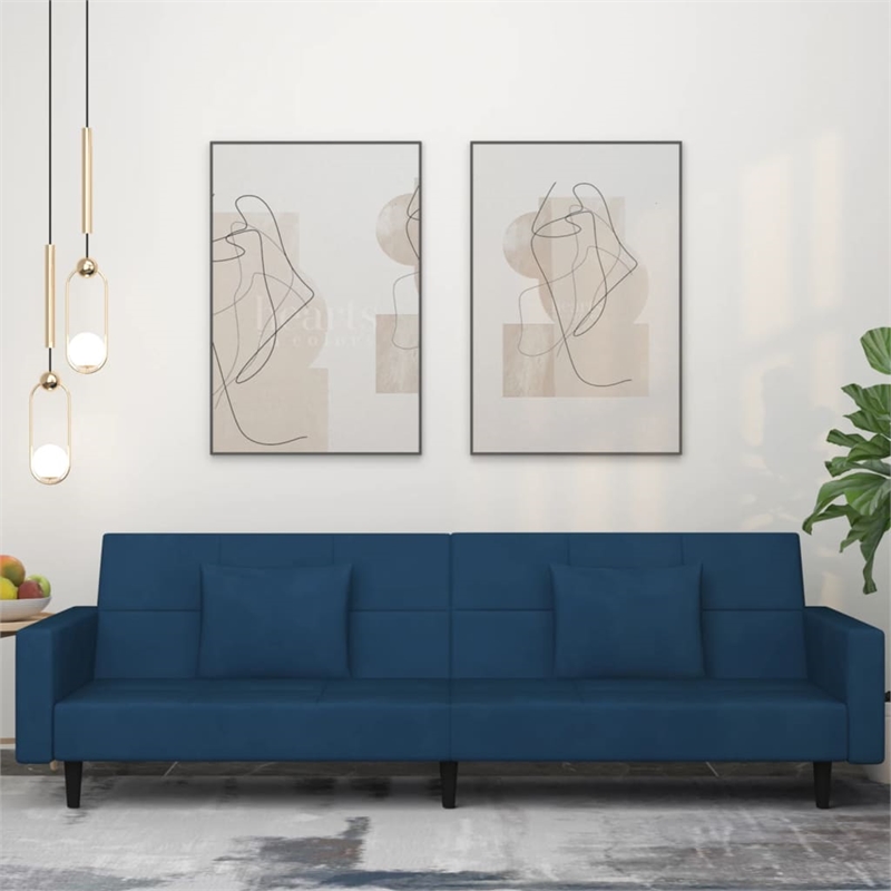Bowery Hill Modern / Contemporary Sofa Bed in Blue Finish Velvet