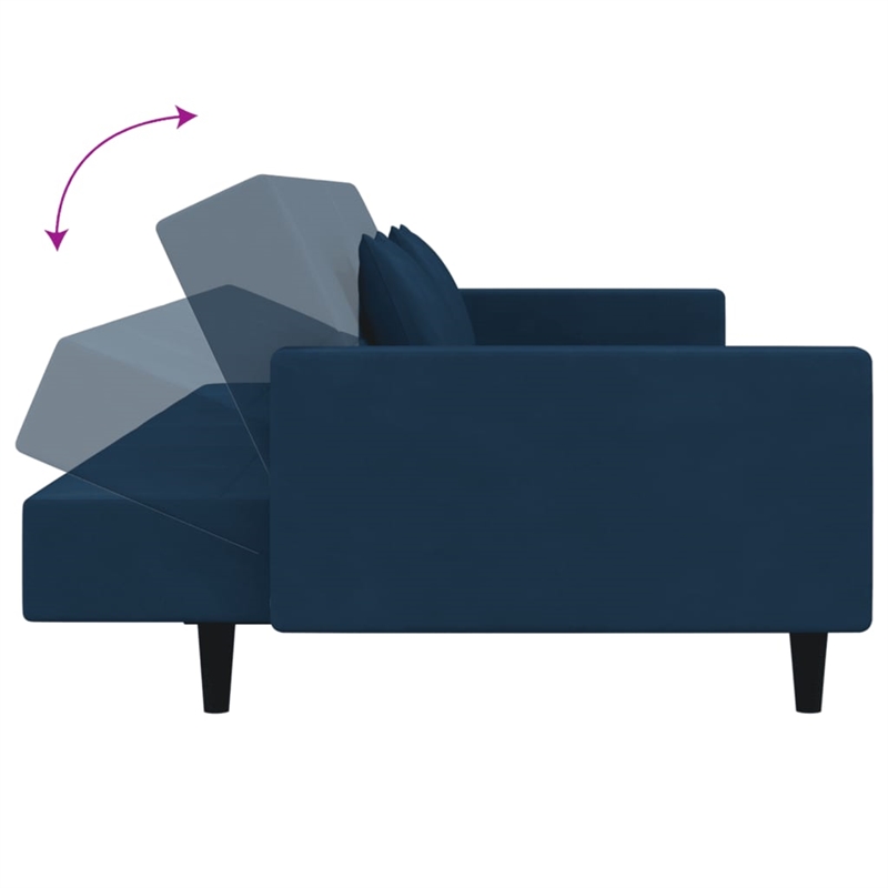 Bowery Hill Modern / Contemporary Sofa Bed in Blue Finish Velvet
