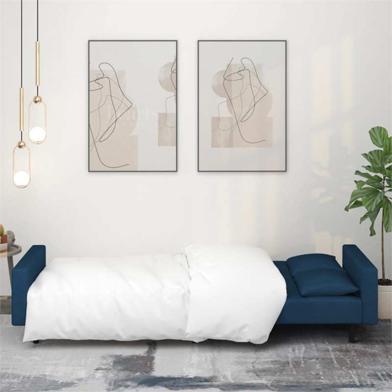 Bowery Hill Modern / Contemporary Sofa Bed in Blue Finish Velvet