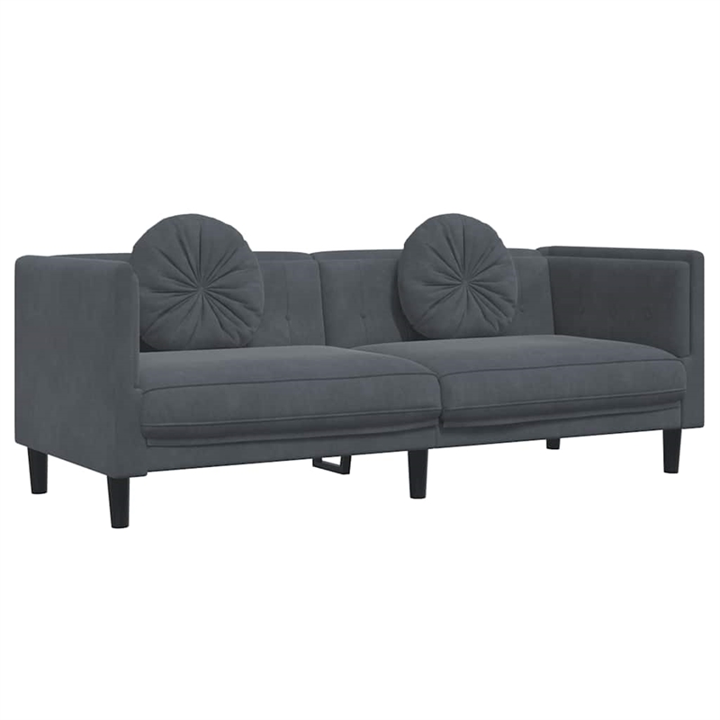 Bowery Hill Contemporary Sofa in Dark Grey Finish Polyester Velvet